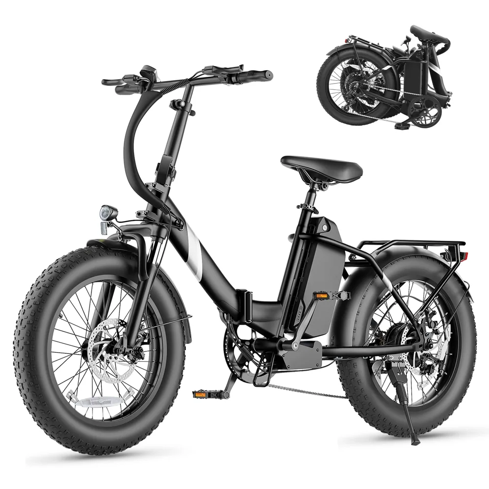 Touroll S3 Bicicleta Eléctrica Plegable, 250W Bicicleta Eléctrica Plegable con 36V 13Ah Batería Extraíble, Batería 65-100km, 20“ * 3.0” Fat Tyre E-Bikes para Viajeros Urbanos, Urbana y Aventura