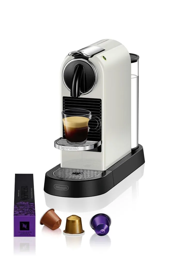 Nespresso De'Longhi Citiz EN167.W - Cafetera monodosis de cápsulas Nespresso, compacta, 19 bares, apagado automático, color blanco