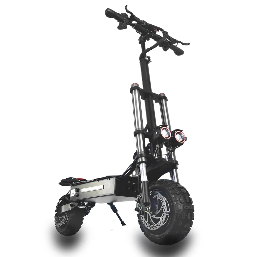 HWWH Patinete Electrico Adulto Potente Plegable Scooter Eléctrico Todoterreno Dual Motor Dual Drive 11in Neumáticos de Vacío Carga máxima 200KG Batería de Litio de 60V 38Ah