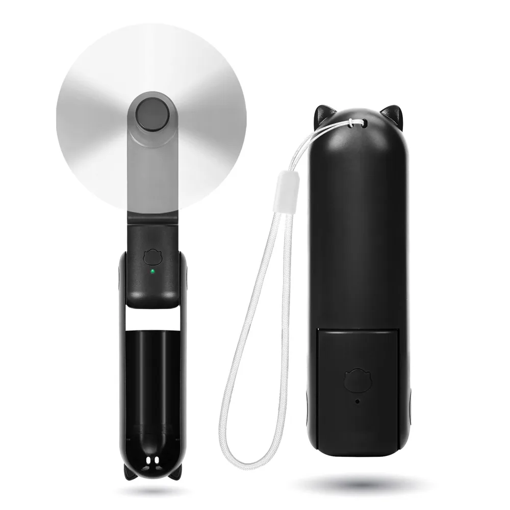 Mini Ventilador de Mano, 3 Velocidades Recargable Mini Ventilador de Mano Silencioso [9-15 Horas de Trabajo], Ventilador USB Portátil con Power Bank para Viajes, Exteriores o Interiores Negro